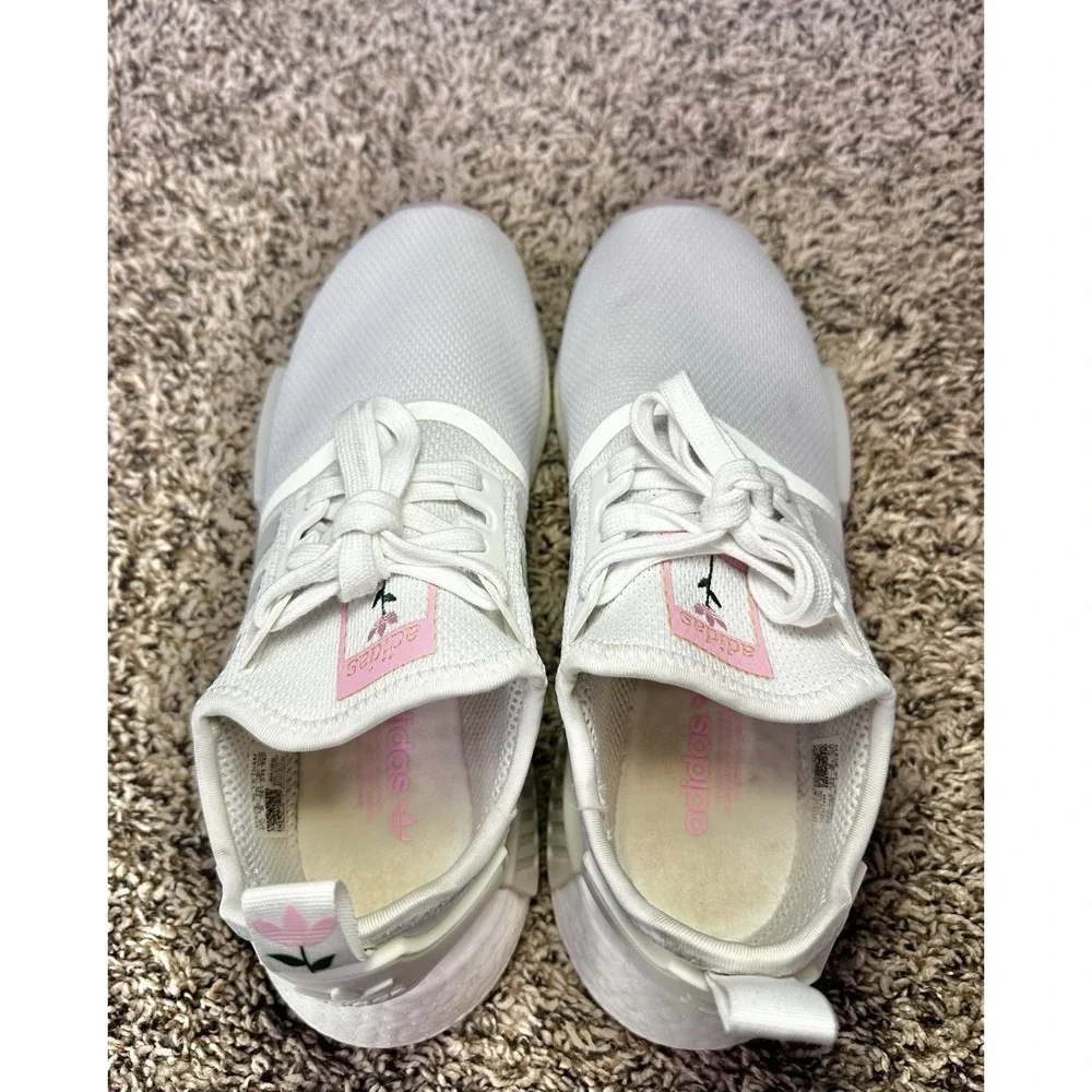 Adidas NMD_R1 Women's Size 7.5 White Grey Pink Rose Shoes Sneakers